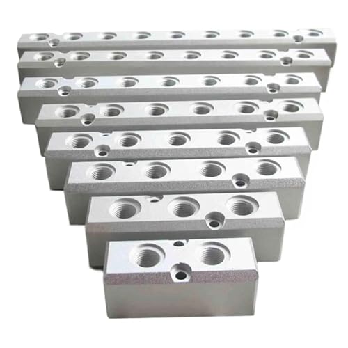 Bloque divisor neumático en aluminio compacto de 30 x 30 mm con 5 puertos BSPP 2