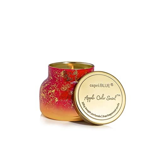 Capri-Blue-Glimmer-Petite-Signature-Jar-Candle-Apple-Cider-Social-Scented-Candle-with-Ombre-Glass-Candle-Holder-Luxury-Aromatherapy-Candle-Red-and-Gold-Candle-8-oz Capri Blue Glimmer Petite Signature Jar Candle Apple Cider Social Scented Candle with Ombre Glass Candle Holder Luxury Aromatherapy Candle Red and Gold Candle 8 oz