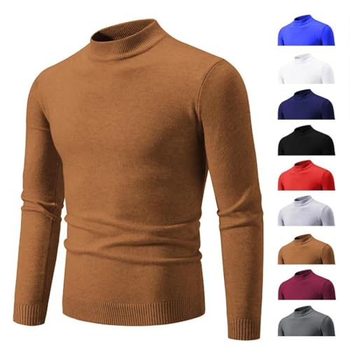 Men's Wool Blend Semi High Neck Sweater Knit Pullover Long Sleeve Comfortable Warm Base Layer Casual Slim Fit Top2