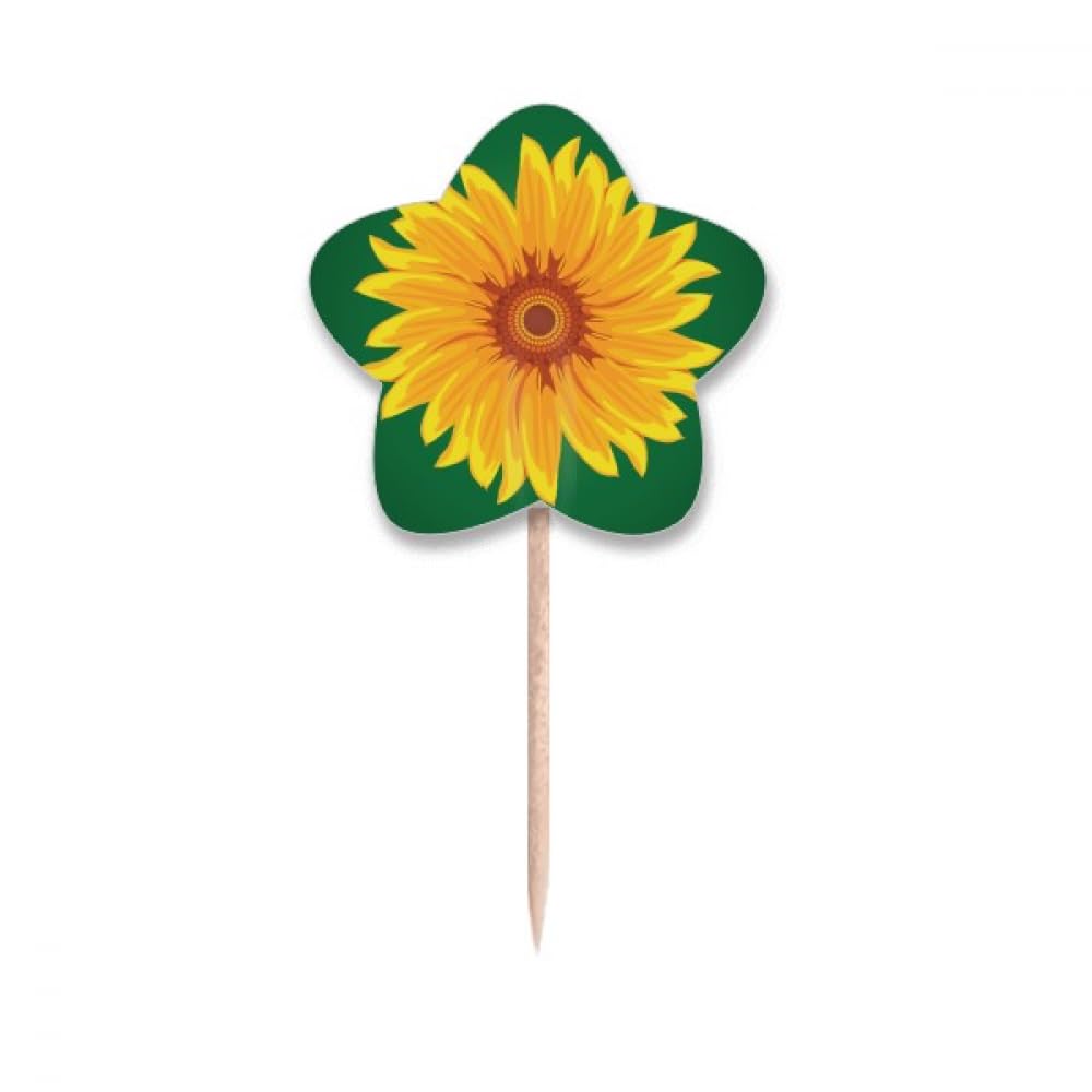 Cure-dents tournesol jaune artisanal en bois avec petits drapeaux pour égayer vos soirées