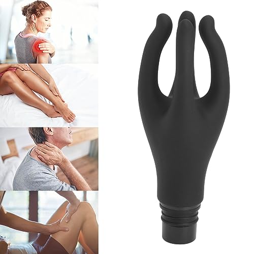 Massage Gun Attachments,Fascia Gun,Fascia Massage Gun Head,Fascia Massage Head Replaceable Head 4 Fingers Artifical Hand Silicone Fascia Machines Attachment Black Caliber 0.71‐0.75in miniatura 5