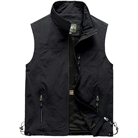 Duyang Men's Casual Outdoor Lightweight Quick Dry Fish Travel Work Safari Vest (black,S) Cover