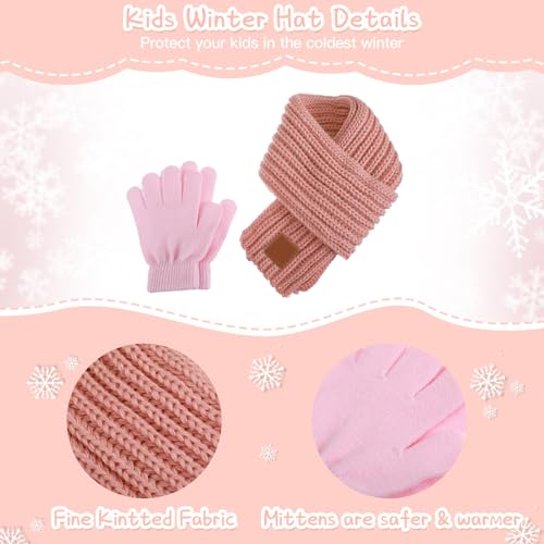 4 Pieces Kids Beanie Hat Scarf Gloves Socks Set Knit Winter Warm Set for Toddler Boys Girls4