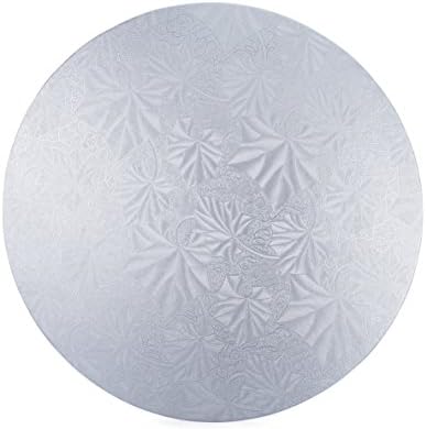 10-inch Rigid compressed cardboard reusable and biodegradable Cake Board, Cake Circle coated with embossed foil, 10-pack Cake Pads 3mm thick, a stable platform for Cake decorating (Silver)
