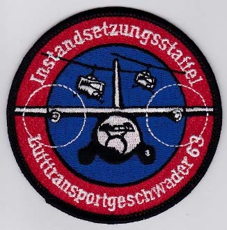 PATCHMANIA German Air Force Patch 63 LTG Lufttransportgeschwader 9 I Stff 89mm THERMOADHESIVE Embroidered Patches Patch