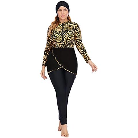 BlueSnow Muslim Swimsuits for Women and Girls Islamic Swimwear Modesty Hijab Burkini Beachwear Tankini Swimming Suit (XL, Y3) Cover