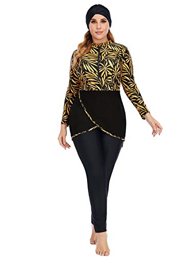 Muslim Swimsuits for Women 3 Piece Long Sleeve Modest Swimwear Islamic Arabic Swimming Costume Hijab Burkini(S,S3)