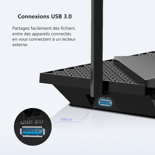 TP-Link Archer AX72 Pro Routeur WiFi6 Bi-Bande AX5400Mbps, 2.5 Gigabit Port, Canaux 160 MHz, Port USB 3.0, WPA3,HomeShield, EasyMesh,Brancher et Utiliser, Client et Serveur VPN, Compatible avec Alexa