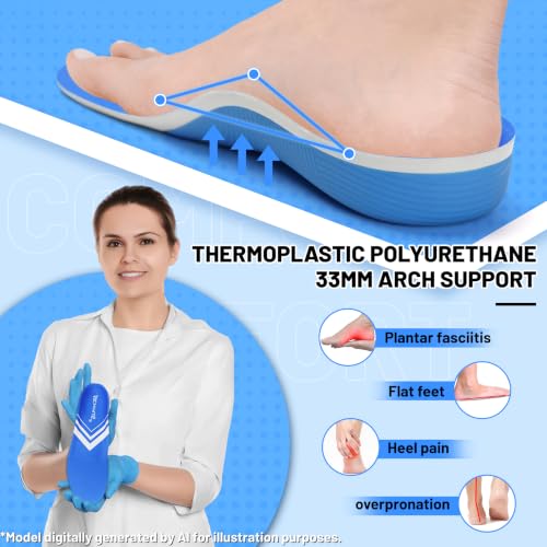 ORHILYA 220lbs+ Metatarsalgia Insole Plantar Fasciitis Pain Relief Men Arch Support Orthotic Insert Men Women, Comfort Flat Feet Work Boot Shoes Insole Standing All Day Size 8, 270MM — view 2