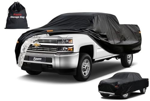 Image of Kayme Truck Cover Custom Fit Chevrolet Silverado 2500HD(2020-2025) Crew Cab SB. Full Exterior Heavy Duty Outdoor Pickup Truck Car Cover Waterproof All Weather.Car Tarp for Wind Sun Dust Protection.