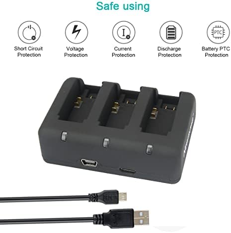 Newmowa 1300mAh Rechargeable AHDBT-302 Replacement Battery (2-Pack) and Rapid 3-Channel Charger for Gopro Hero 3, Gopro Hero 3+, AHDBT-301, AHDBT-302