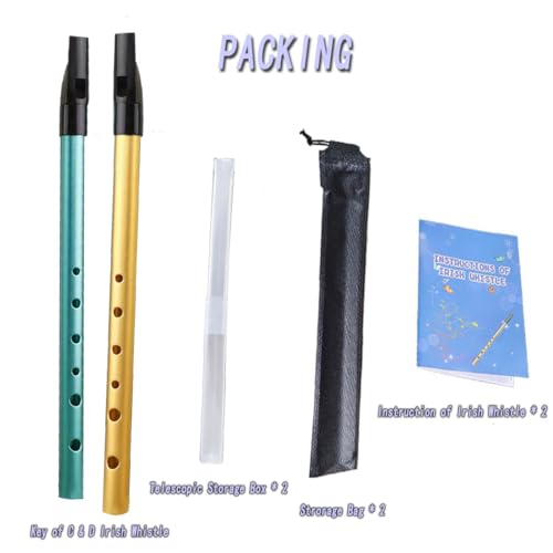 SDCYOW Aluminum Irish Tin Whistle Set Key of C and D