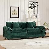 Wider Armrest LoveSeat - Chenille Green - Cloud Couch - Living Room Bedroom Apartment - Cozy Comfort