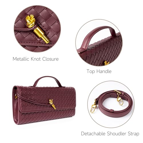 Image of Joryin Woven Purse for Women Evening Clutch Woven Leather Handbags Crossbody Bag Purse Formal Evening Bag, Vegan Leather