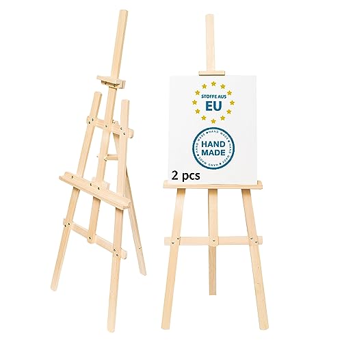 Caballete pintura regulable - Caballetes para mesa niños Caballete madera de tres patas 150 cm (2 artículos)