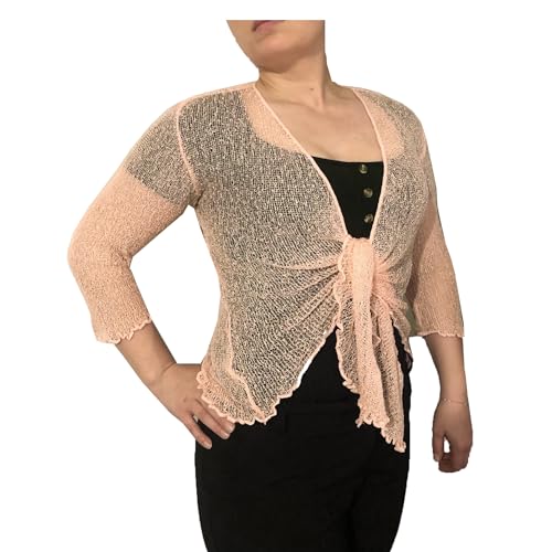 Suit and Suit Bolero Bolero - Camiseta de punto para mujer, manga 3/4, talla única, melocotón, 36-48