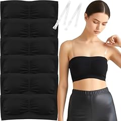6 Pack: Black Tube Bras W/ Detatchable Straps