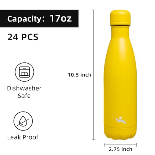 Image of Konokyo 24 Pack 17 oz Insulated Stainless Steel Water Bottle