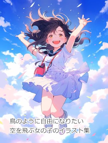 鳥のように自由になりたい空を飛ぶ女の子のイラスト集