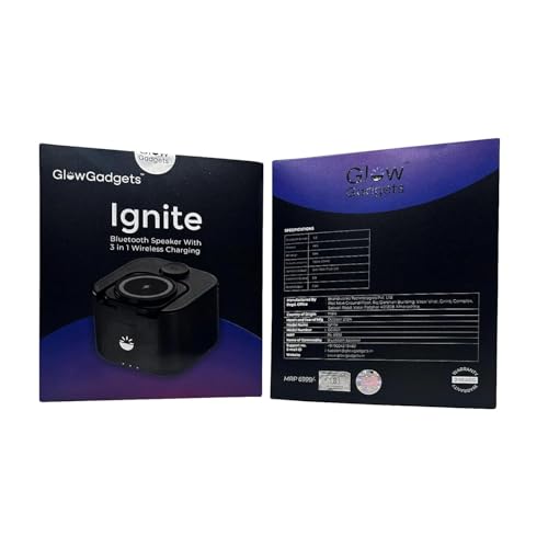 Image of Glow Gadgets Ignite Bluetooth Speaker with 3-in-1 Wireless Charging Station | 3W Power | Modern Black - Premium Sound, Stylish Design