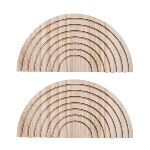 Macetero de pared de madera en pack de 2 jarrones semicirculares estilo boho 2