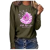 MILAX Sport Pulli Damen Fitness Ärmel-Sweatshirt-Top O-Ausschnitt Brüste Frauen Krebs Lange lässige Bluse Pulli für Frauen Oberteil Damen Sommer