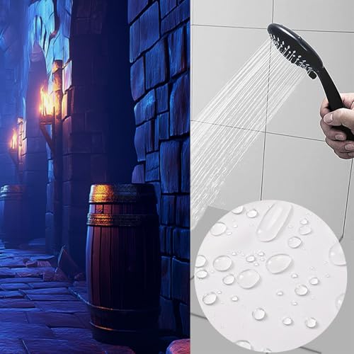 Rideau de douche donjon 240x200 cm en tissu polyester imperméable - 4