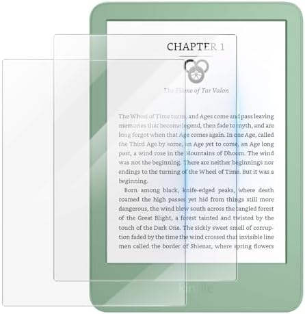 MoKo 2 Pack Tempered Glass Screen Protector for 6 Inch Kindle 11th Generation Kindle Basic E-Reader, Kobo Clara BW, Clara Color, Anti-Bubble & Scratch 9H Hardness Film HD Clear Glass, Case Friendly
