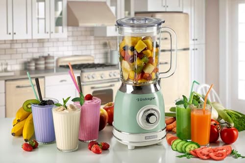 Ariete 583, Frullatore Vintage con tazza in vetro da 1,5 Litri, 4 Lame in Acciaio Inox, 4 Velocità + Pulse,1000 Watt, Verde - Immagine 5