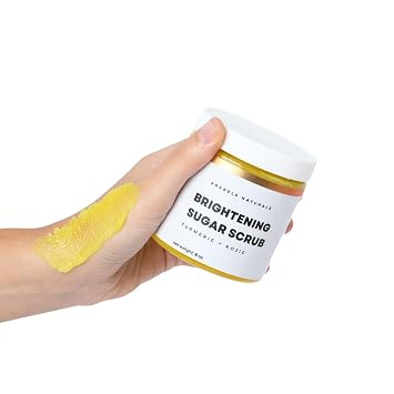 Turmeric & Kojic Acid Sugar Scrub Brightening & Exfoliating Body Scrub for Glowing Skin, Dark Spot Remover, Hyperpigmentation Treatment, Natural Skincare for Face & Body 8 oz