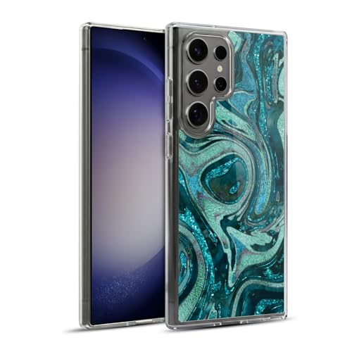 Funda Samsung S23 Ultra gel suave mármol verde medianoche carcasa TPU 5G
