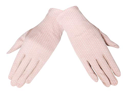 Lovful Womens Sunscreen Gloves UV Sun Lightweight Cotton Touch Screen Driving Gloves,Pink