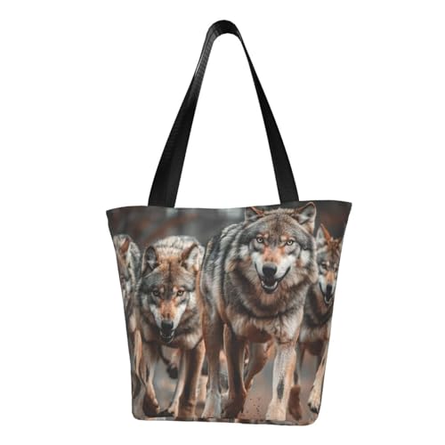 Wolfs Print Comfortable Shoulder Bag Summer HandbagTravel Beach Work Daily Use Versatile Carry