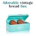AllGreen Vintage Bread Box Container for Kitchen Counter Decor Stainless Steel Metal Bread Bin Retro Turquoise for Dry Food Storage Including Free Butter Dish & Serving eBook Store Bread Loaf.