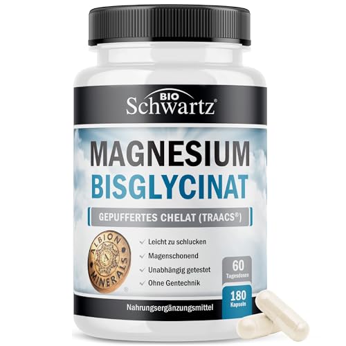 Magnesiumglycinat 400 mg Chelatgebundenes Bisglycinat für Muskelregeneration und -unterstützung Maximale Absorption und Bioverfügbarkeit Magnesiumpräparate für Frauen und Männer 180 Kapseln