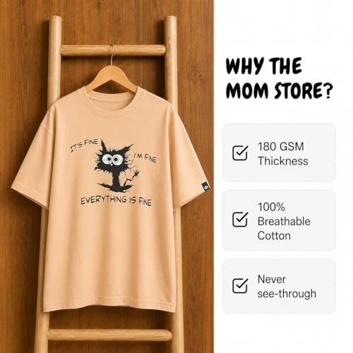 Image of The Mom Store Mom T-Shirt | Cotton | Pre and Post Pregnancy | Quirky Statements | Comfortable | Oversized