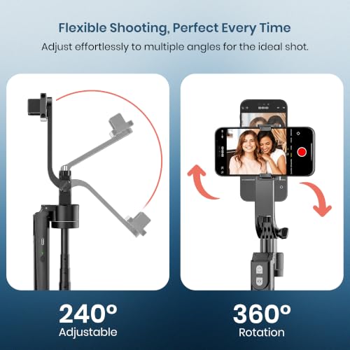Image of Simpex (SST-003) AI-Powered Selfie Stick for Mobile, Auto Face Tracking Tripod with 360 Auto Rotating Selfie Stick, 64-inch /163 cm Long Aluminum Extension for Mobile & Camera with Quad-Leg Stability
