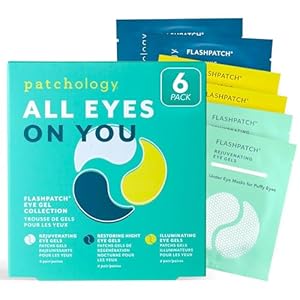 Patchology All Eyes On You Under Eye Mask – Retinol, Collagen & Green Tea Infused – Eye Gels for Dark Circles, Puffiness, & Wrinkles, Eye Patches for Night, Beauty Travel, Reduce Puffy Eyes (6 Pairs)