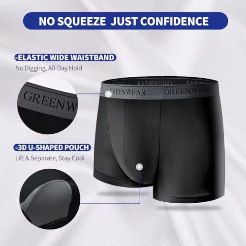 Men's Dual Pouch Boxer Briefs - Modal Mens Underwear - Breathable Moisture-Wicking Contoured Fit for Sports 4 Pack4