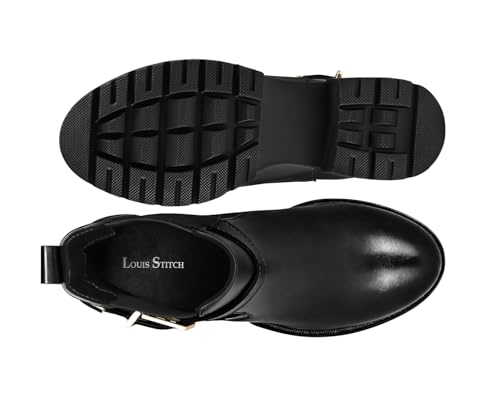 Image of LOUIS STITCH Women's High Ankle Boots| Elegant Buckle Slip-On Boots | Casual Slip-On Long Boots for Women | Casual & Formal Outings | LSLD-CLBT-LBB