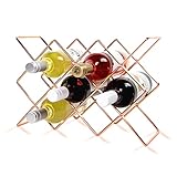 Villa & Marx Countertop Wine Rack - Freestanding 10 Bottle Metal Wine Holder, Wine Storage Solution with Elegant Box, Wine Racks Countertop, Tabletop Wine Rack in Geometric Design (Rose Gold)