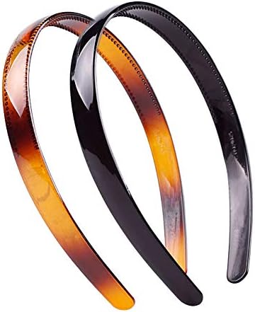 Set of 2 Women Hard Plastic Headband Hair Hoop Black and Brown High-grade Headwear Hairband (Style B#)