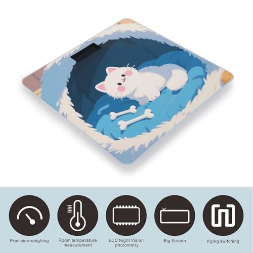 Báscula digital para baño alta precisión 400 lb diseño gato miniatura 3