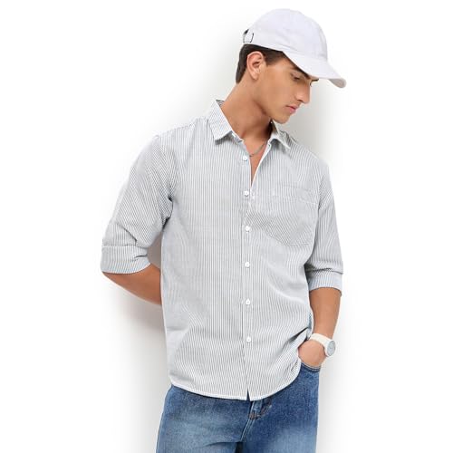 Image of Urbano Fashion Men's Cotton Full Sleeve Regular Fit Casual Striped Shirt