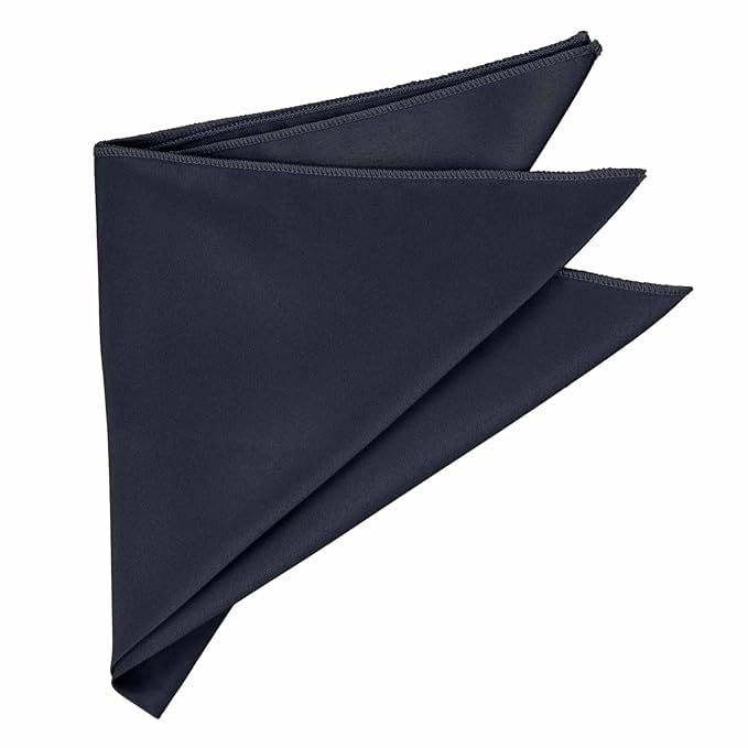 Style Along Dark Navy Blue Premium Mens Solid Micro Fiber Silk Satin Pocket Square Wedding Handkerchiefs-image-19