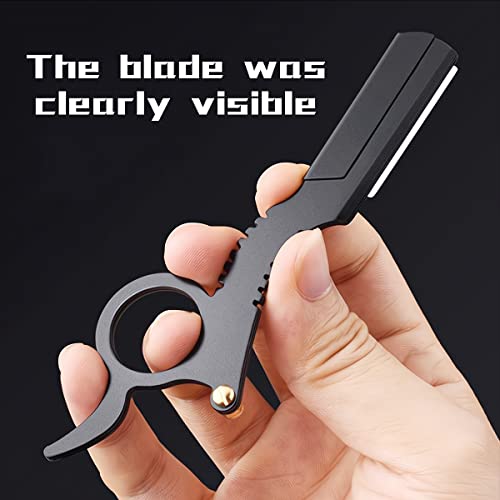 Straight Razors For Men, Barber Tools Salon Manual Shaver Beard Hair Trimmer Razors, Navajas Para Barbero, Comes With 10 Wrapped Razor Blades(Black) #TOP1