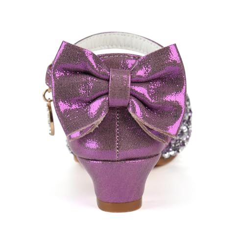 Image of ChuLian Girls Sandals Little Kids Glitter Bow Dress Shoes Crystal Low Heel Sequins Princess Sandals Toddler Flower Wedding Party Shoes