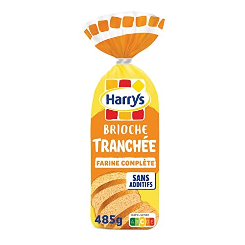 HARRYS - Brioche Tranchee Farine Complète Sans Additifs 485G - Lot De 4 - Vendu Par Lot