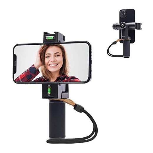 Movo PR-3 Rotating Smartphone Grip Handle Rig with Vertical and Horizonal Positions, Wrist Strap, Tripod Mount, Cold Shoe Mount for Lights and Microphones - for iPhone, Samsung, Google, Android Phones