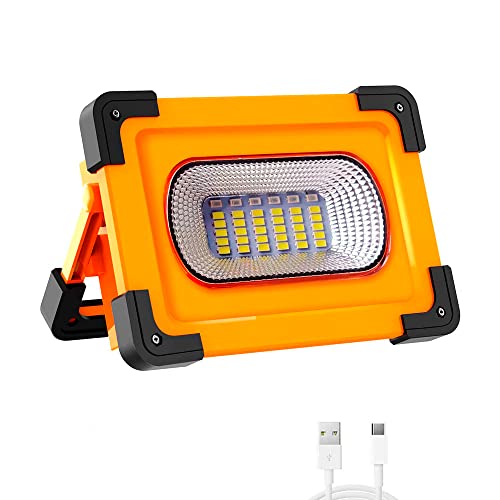 M Ledme - Foco Proyector LED Solar PowerBank Portátil con Batería, 2.700 lumen, Recargable, Luz para trabajo, Recargable USB o Solar, Camping, Garaje, Pescar Cover